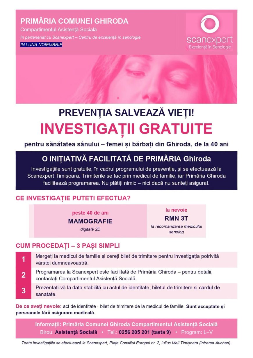 Investigații gratuite pentru sănătatea sânilor